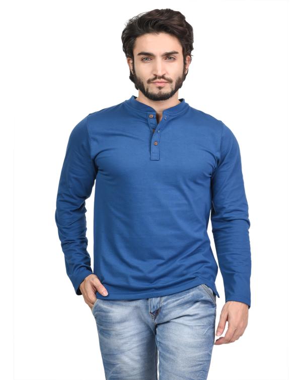 Kalt Men Blue Solid Cotton Blend TShirt JioMart