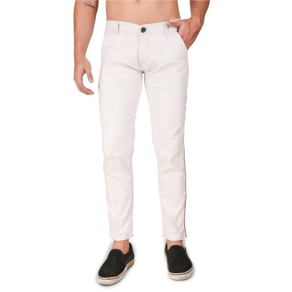 PODGE Men's Slim Fit White Jeans JioMart