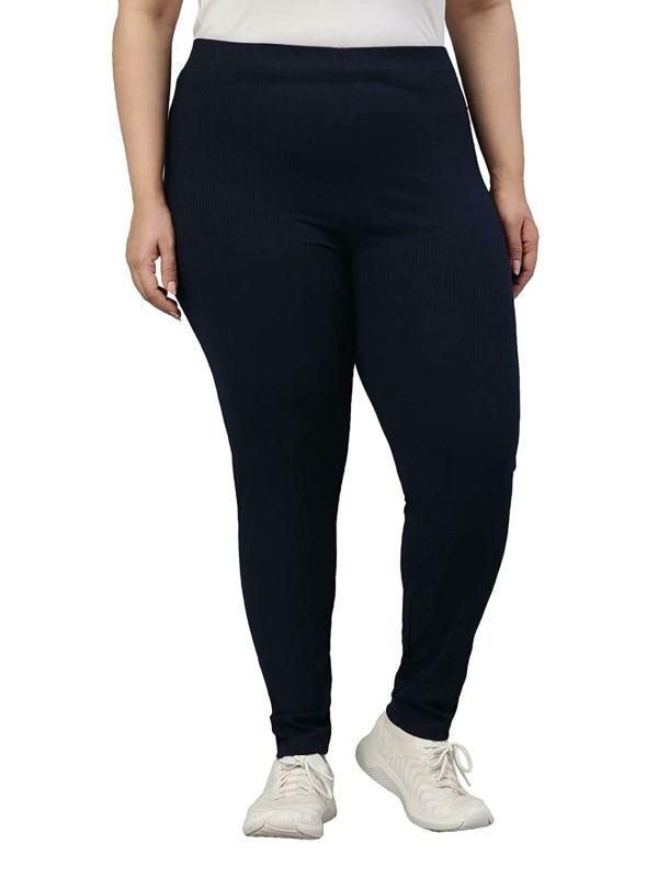 Go Colors Women Navy Solid Stretch Leggings JioMart