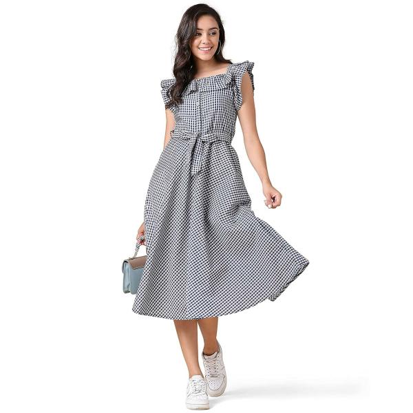 Turritopsis Women Black, White Cotton Skater Dress (2Xl) JioMart