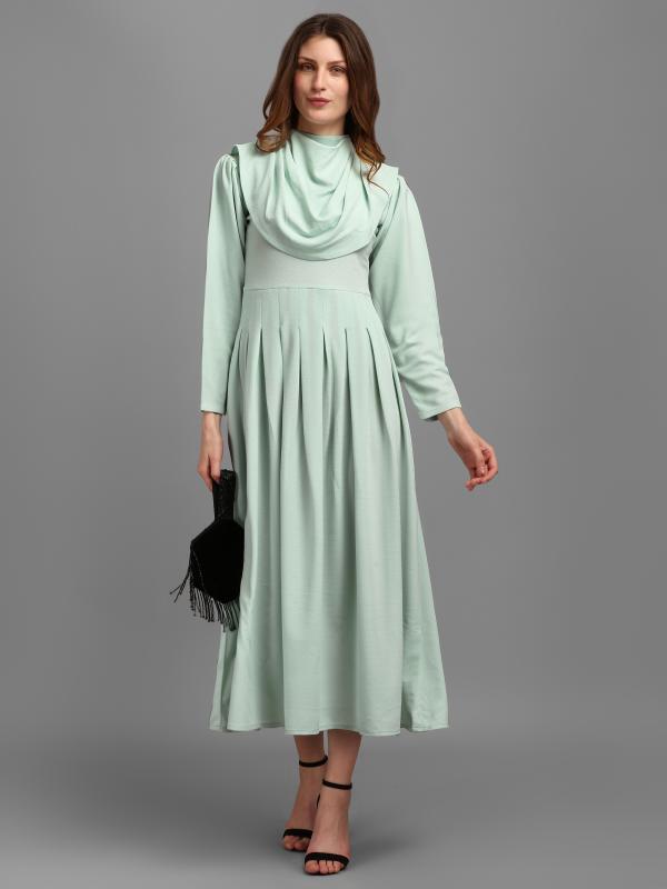 Purvaja Women Tea Green Color Empire Waist Western Dress JioMart