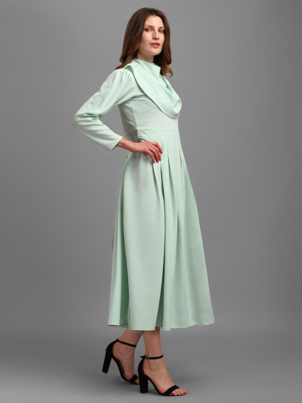 Purvaja Women Tea Green Color Empire Waist Western Dress JioMart