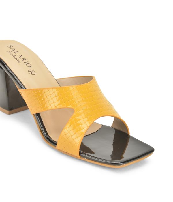 Salario Yellow Block Heels JioMart