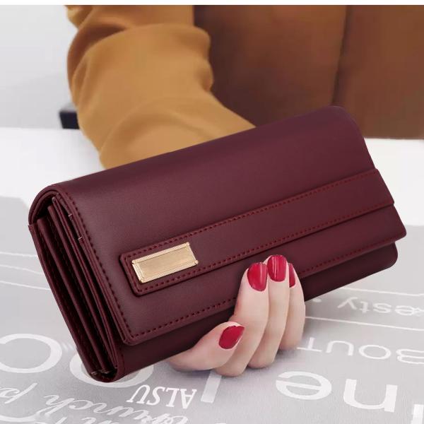 ALSU Women's Trendy Maroon Hand Clutch Wallet with Phone Pocket Card