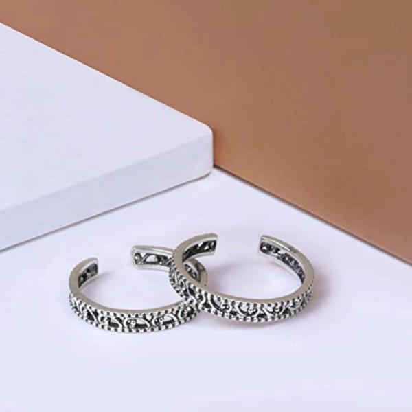 Giva Oxidised Silver Oxidised Grace Toe Rings For Women - JioMart