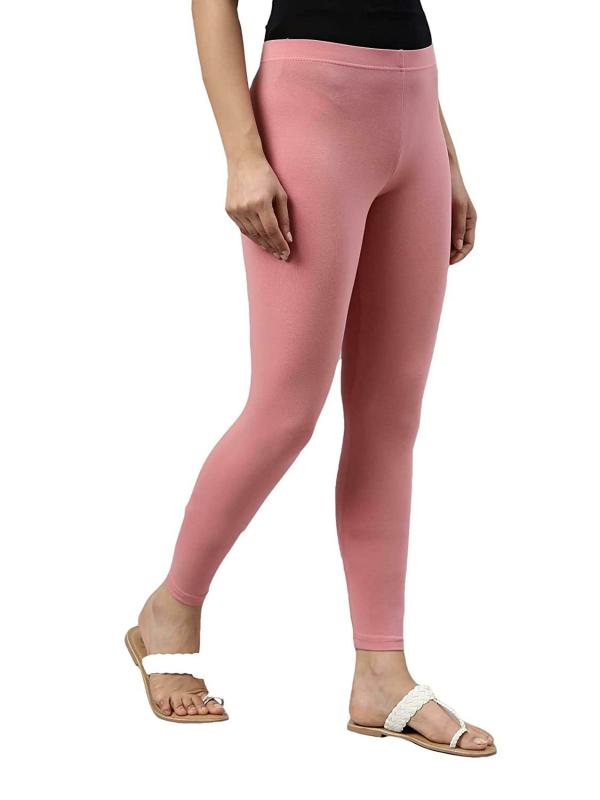 Go Colors Women Pink Solid Stretch Leggings JioMart