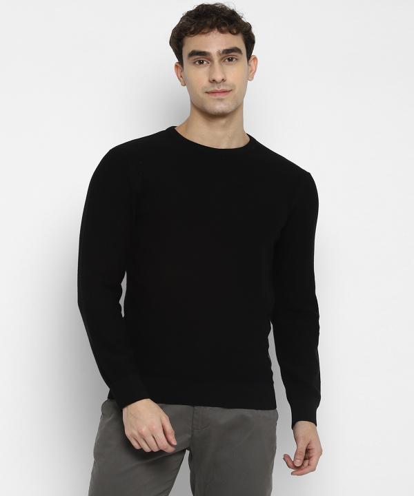 Red Chief Black Full Sleeve Solid Regular Fit Cotton Casual Sweater for