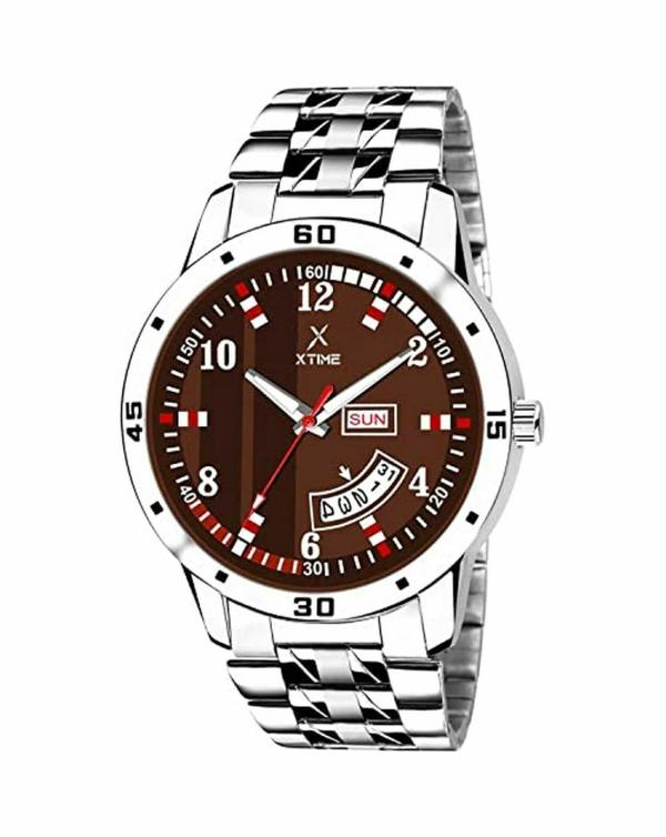 XTIME Analog Brown Dial Silver Strap Watch for Men & Boys JioMart