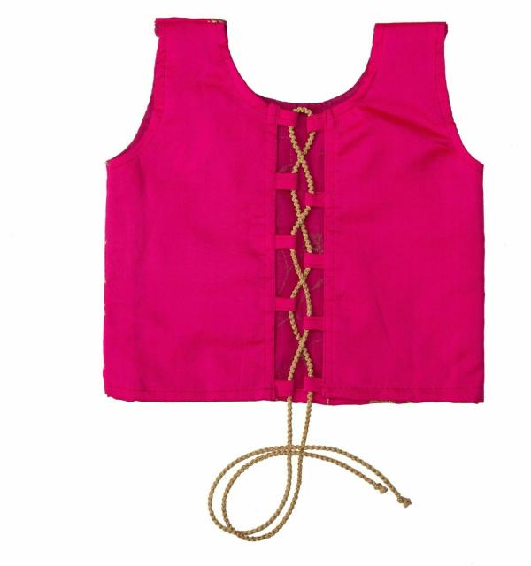 HARI CHARAN ENTERPRISE _ D9Kids Girls Pink Embroidered Cotton Lehenga, Choli and Dupatta Set