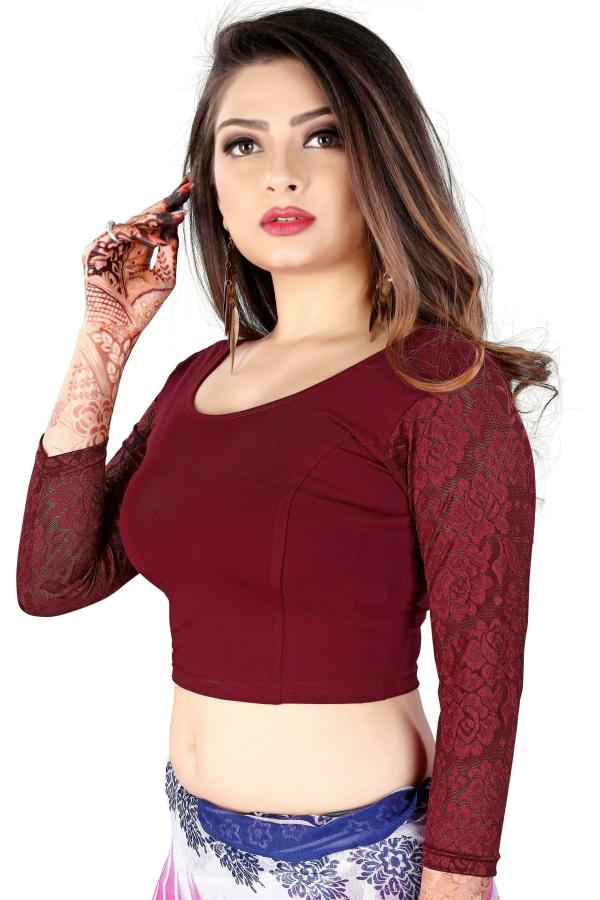 MOOLDHANI Women Maroon Solid Cotton Blouses JioMart