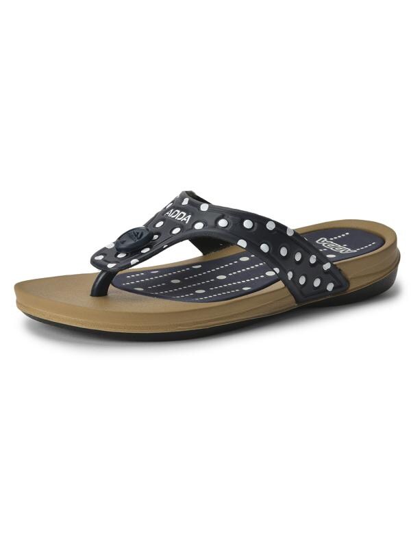 ADDA TMPOLKA Women Beige & Navy Polkadot Thong Flipflop JioMart