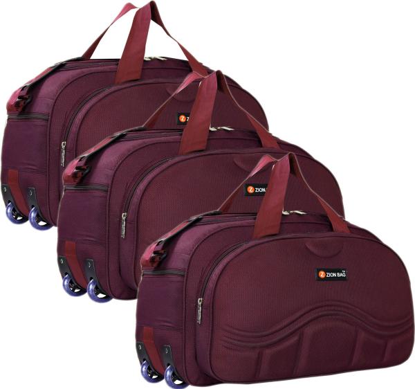 Zion Bag Red Polyester Waterproof Strolley Duffel Bag With Two Wheels