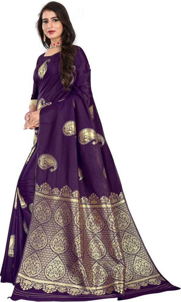 RIVANA Women Purple Woven Art Silk and Pure Silk Banarasi Saree JioMart