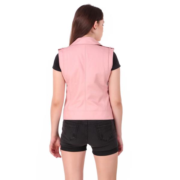 Leather Retail Pink Colour Cut Sleeve Girls Faux Leather Jacket JioMart