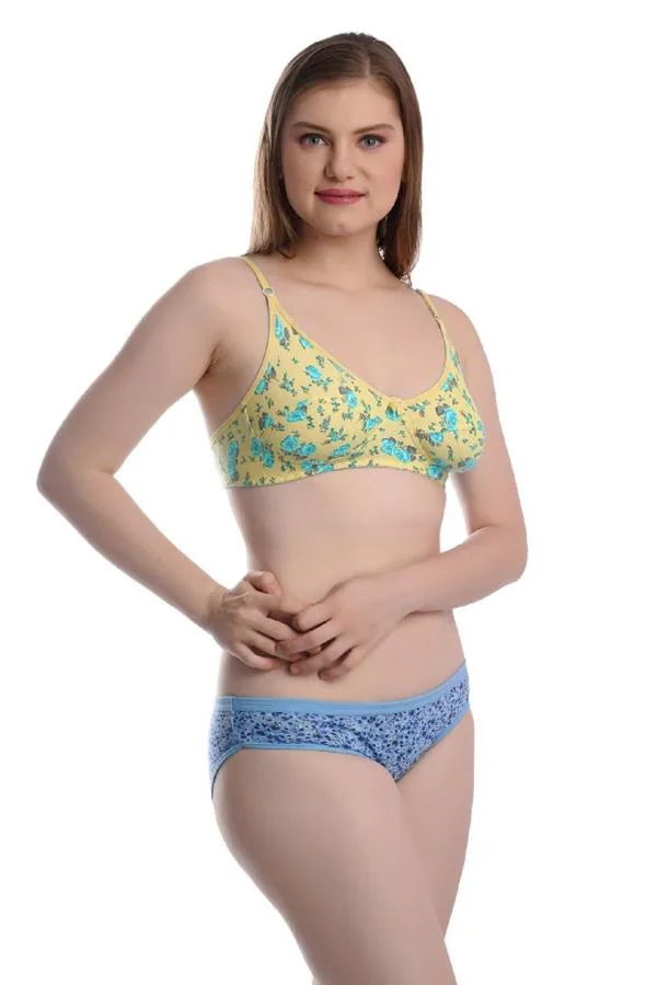 Comffyz Floral Print Bra Panty Set For Women Pack of 2 Bra Panty Set Combo Lingerie Set For