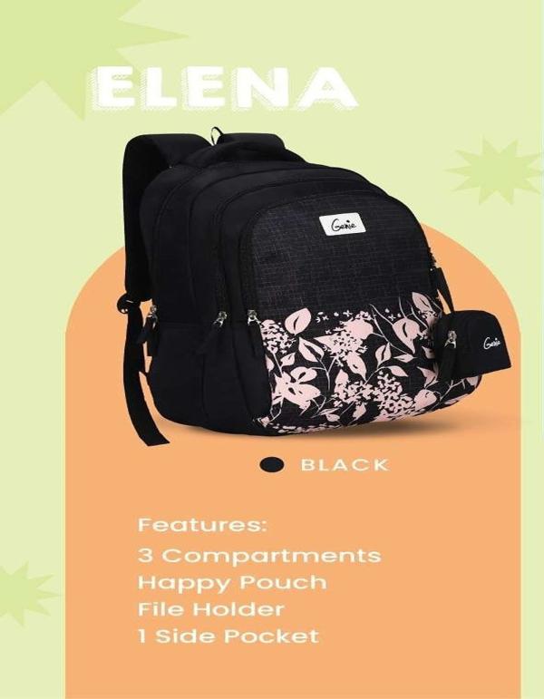 Cluesteps Elena Black School Bag Laptop Backpack Black 19 Inch CB 36