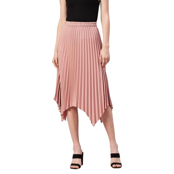 Marie Claire Women Peach Solid A-Line Skirt - JioMart