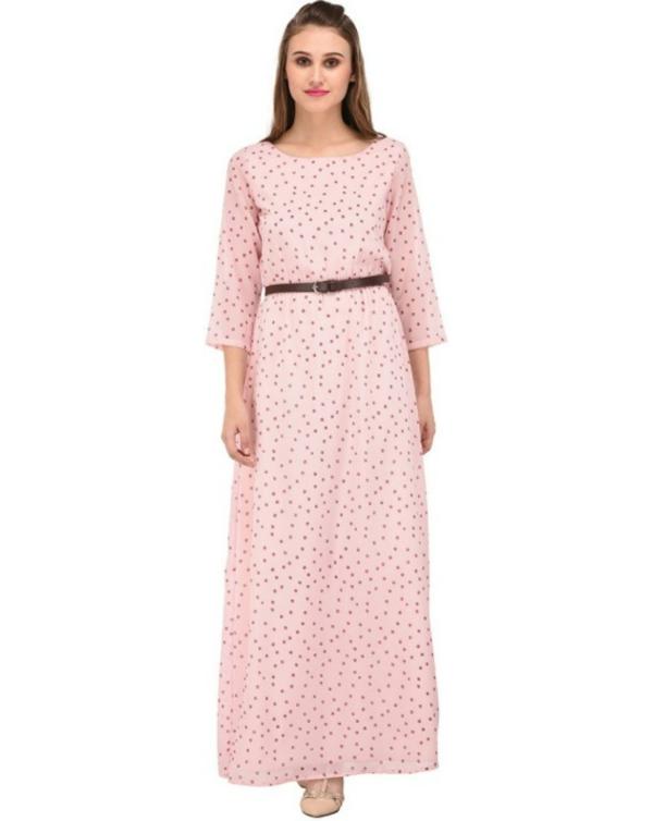 PURYS Women Pink Floral Print Cotton Blend Dress JioMart