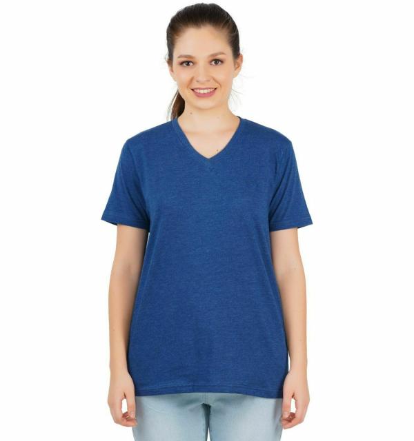 Frang Women Navy Blue V Neck T-Shirt _(XL) - JioMart