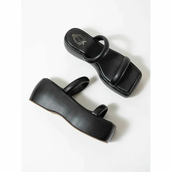 Shoetopia Comfortable Stylish Black Platform Heels For Women & Girls