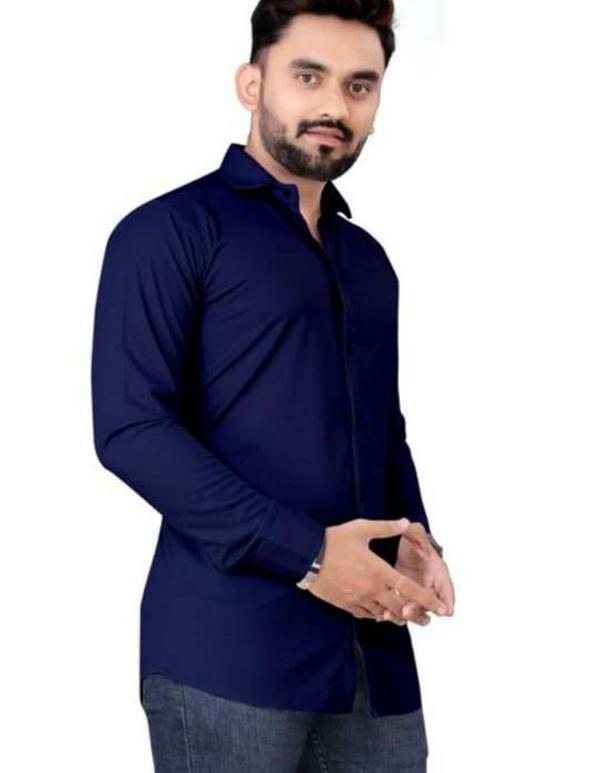 BHIZY NAVY BLUE LYCRA FORMAL SHIRT JioMart