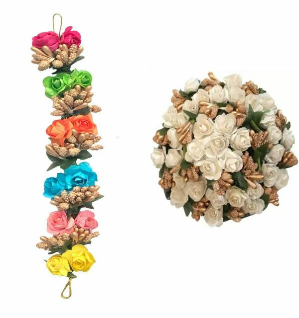 GADINFASHION Multicolor Womens Full Juda Bun Hair Flower Artificial
