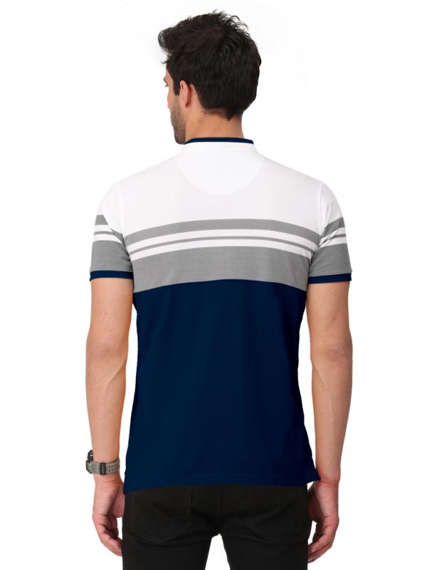 BULLMER Trendy Blue Striped Half sleeve Henley Tshirt For Men JioMart
