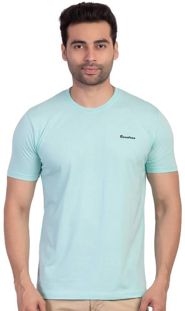 Barcelona Mens Green Solid Pure Cotton TShirt (XL) JioMart