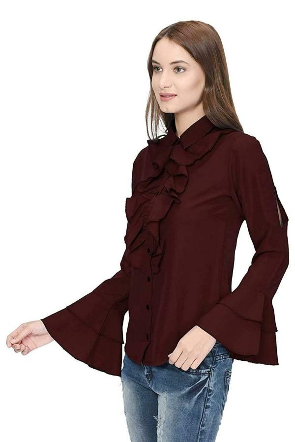 Thisbe Women Brown Polyester Formal Shirt (S) JioMart
