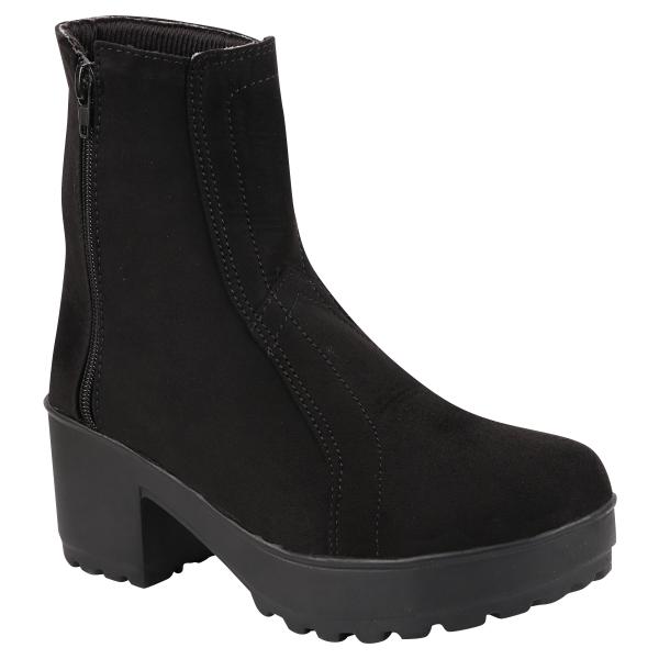 Shoetopia Womens & Girls Black Heeled Boots JioMart
