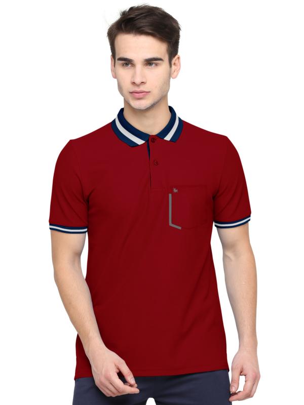 BULLMER Trendy Red Solid Half sleeve Polo Tshirt For Men JioMart