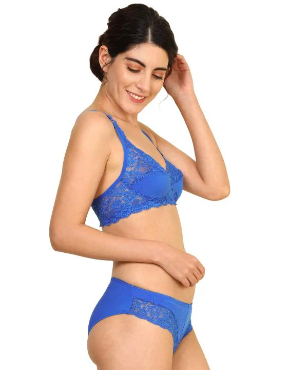 Women Cotton Bra Panty Set for Lingerie Set ( Pack of 2 ) ( Color