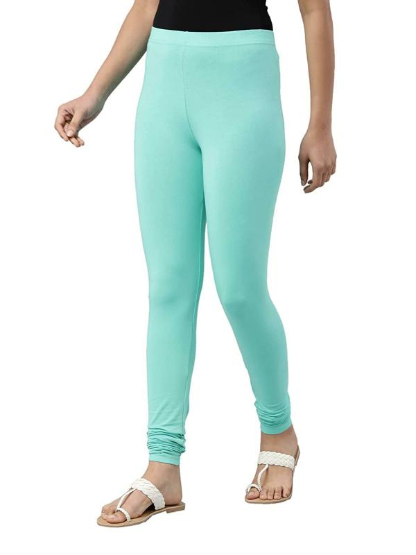 Go Colors Women Light Blue Solid Stretch Leggings JioMart