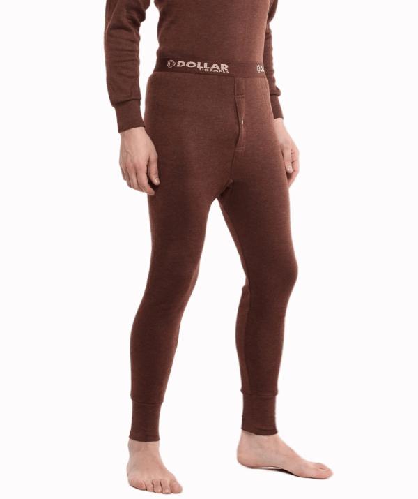 DOLLAR Men Brown Solid Fleece Thermal Pants JioMart