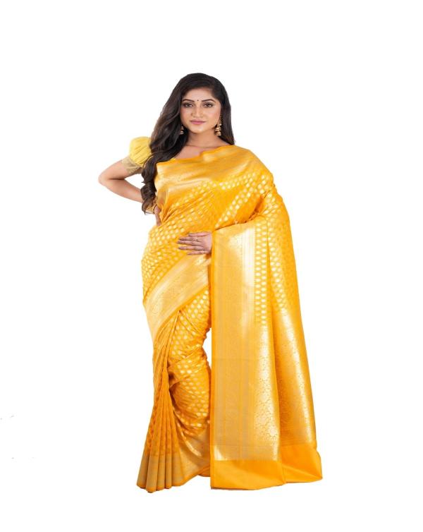 Naeusa Banarasi Art Silk Border saree with Woven Jaquard Work Unstiched