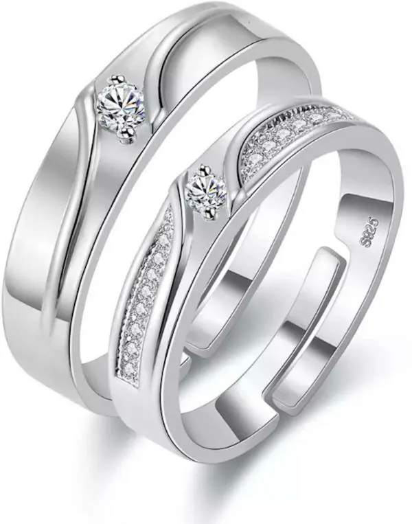 Nilu's Collection Platinum Plated Sterling Silver Adjustable Couple