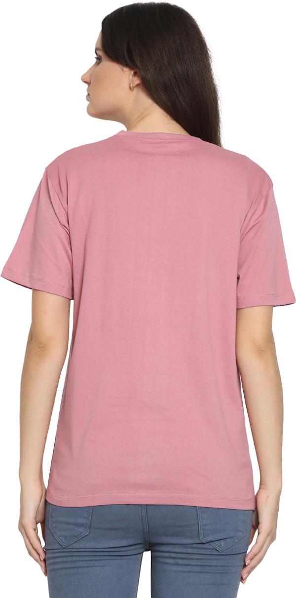 YouthPoi Women Pink Solid Pure Cotton Round Neck Tshirts JioMart