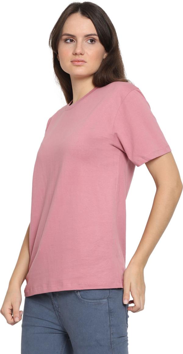 YouthPoi Women Pink Solid Pure Cotton Round Neck Tshirts JioMart