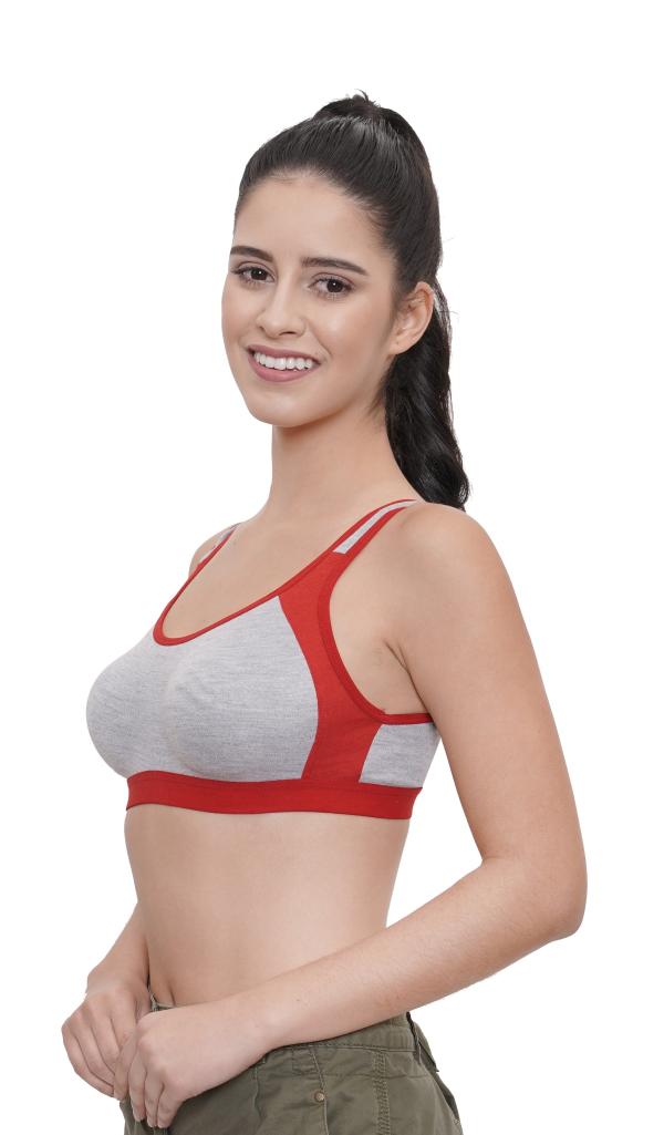 FEMULA Anju Sports & Gym Bra, The First Bra for Beginners & Young Girls (Colour Red) Size 42C
