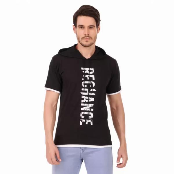 SWAGGER JNS Men's Digital Printed Cotton Blend Hooded TShirt