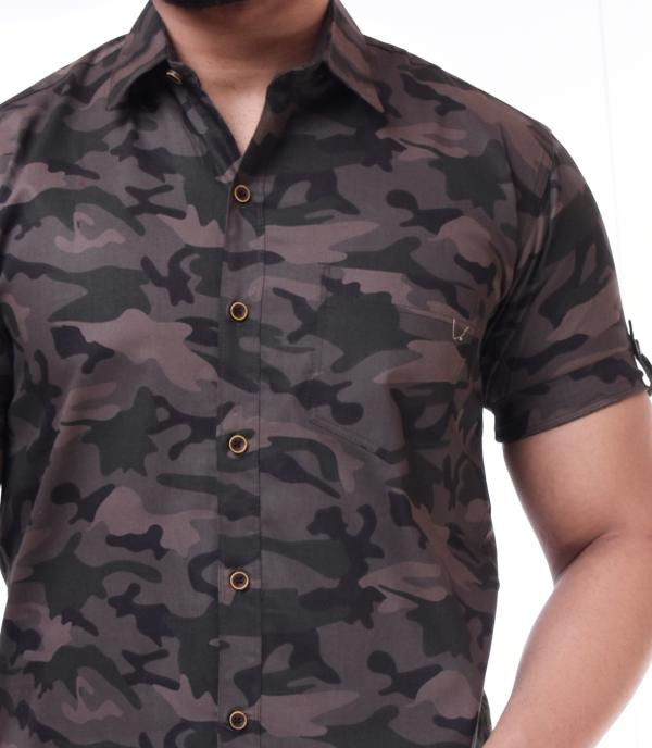 Men's Camouflage Army Military Print Casual Half Green Shirt JioMart