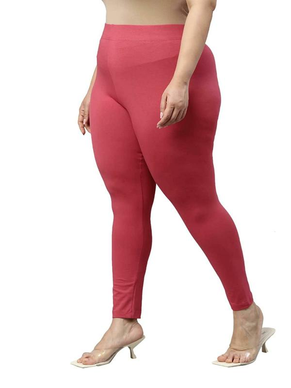 Go Colors Women Pink Solid Stretch Leggings JioMart