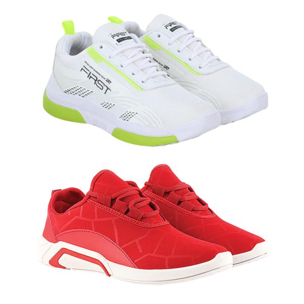 Birde Men's Sport Shoes Combo of 2 (White, Red) JioMart