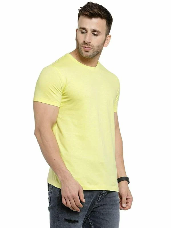 Color Tribes 100 Cotton Bio Wash Plain Quality Lemon Yellow Colour T