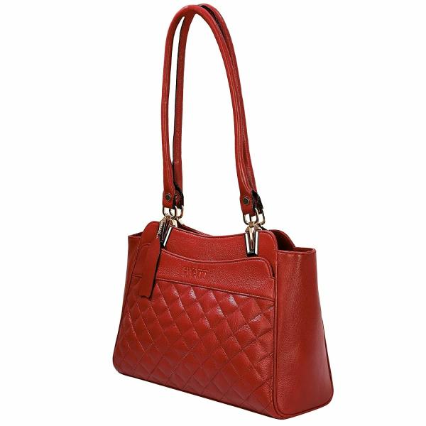 RICHSIGN Red Leather Women Top Handle Tote Handbag JioMart