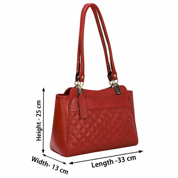 RICHSIGN Red Leather Women Top Handle Tote Handbag JioMart