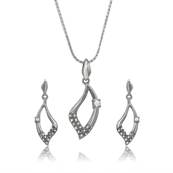 Mahi Women Rhodium Plated Brass, Alloy Jewellery Set (Silver, White