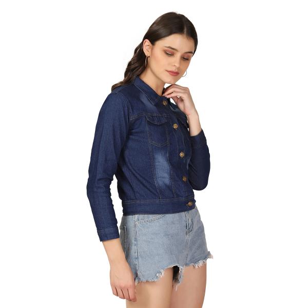 BuyNewTrend Women Dark Blue Denim Jacket JioMart