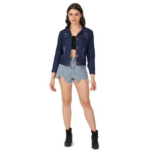 BuyNewTrend Women Dark Blue Denim Jacket JioMart
