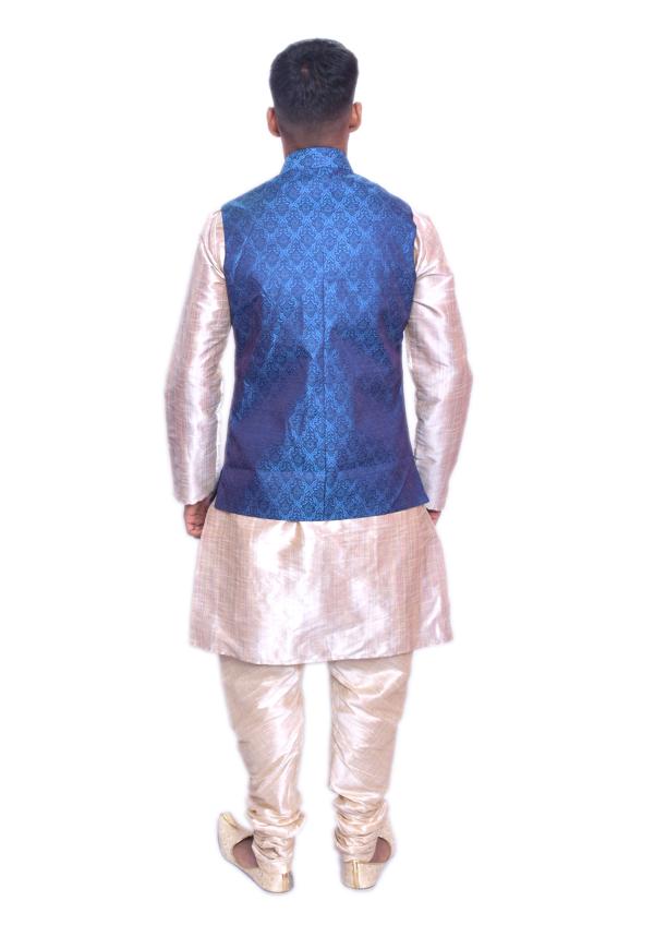 HFP Men's Double Tone Matching Kurta Churidar With Deep Sky Blue